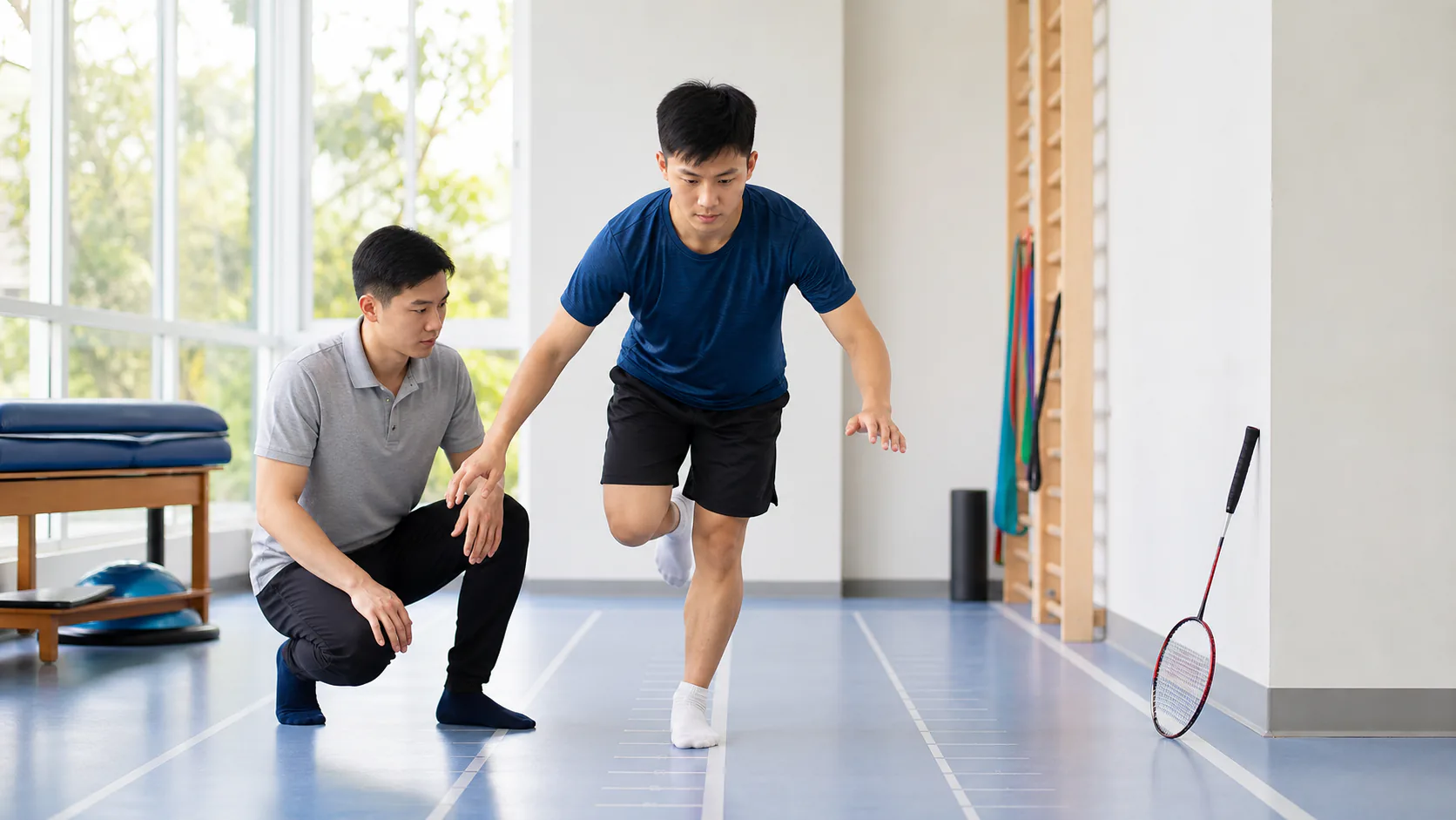 Recreational athlete completing a supervised balance test